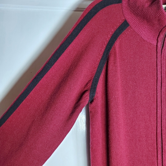Juicy Couture Cashmere Zip Up Sweater Cardigan Size Medium Burgundy Red *FLAWS* - Picture 6 of 12